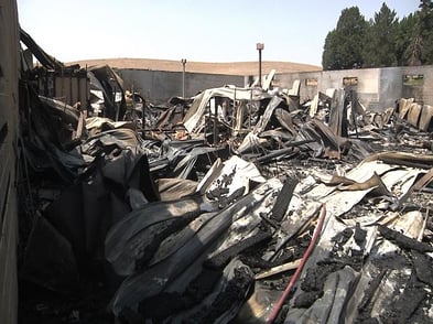 The remains of the Martin Archery factory after the metal dust fire was extinguished.