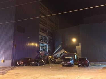 A flour dust explosion tore the side off a manufacturing plant